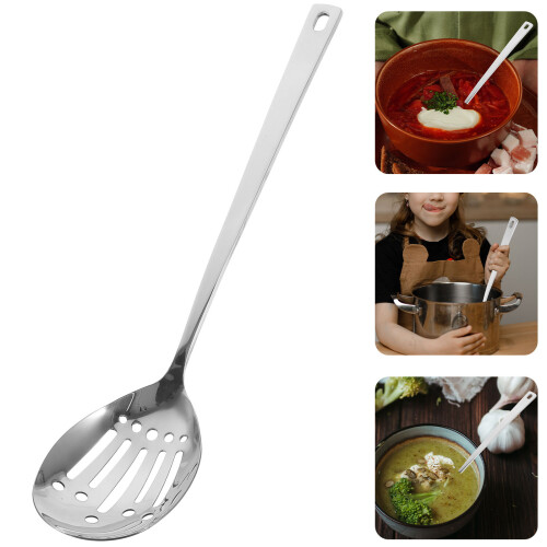 thickened stainless steel frying spoon with long handle for cooking serving 1