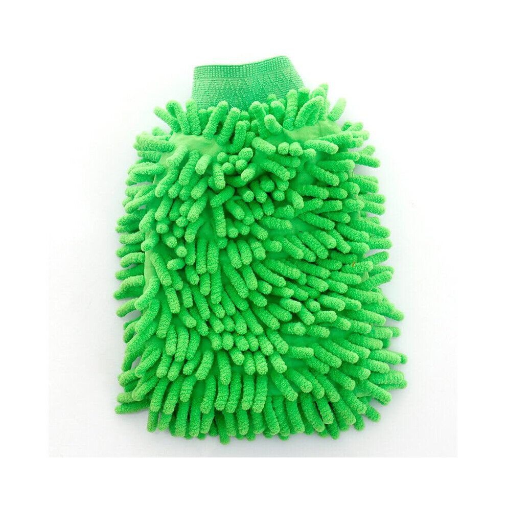 Car Wash Gloves One-Piece Waterproof Mesh Back Double-Faced Glove Mitt Wax Detailing Tool Green 9016109101860