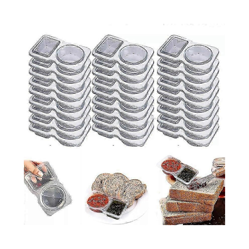 (30pcs) 10/15/20/50pcs Reusable Snack Containers with Lids, 2 Compartment Snack Containers, Sauce and Dip Containers for Picnic/Lunch to Work