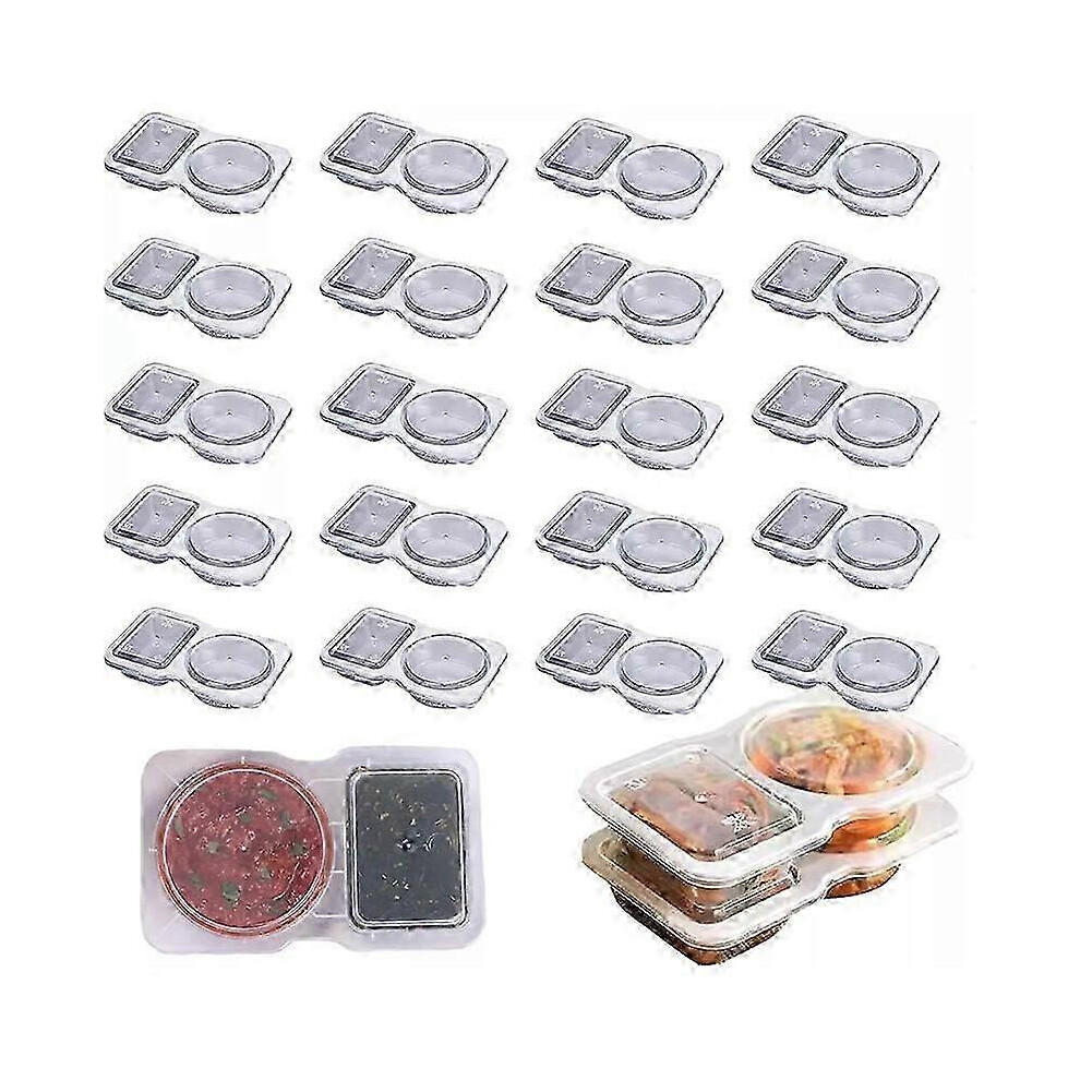 (20pcs) 10/15/20/50pcs Reusable Snack Containers with Lids, 2 Compartment Snack Containers, Sauce and Dip Containers for Picnic/Lunch to Work