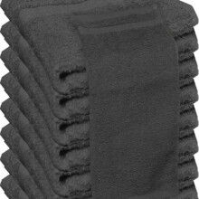 (Grey, 12 Towels ) 1-12 Pack Premium 100% Egyptian Cotton Face Towels Flannels Wash Cloth With Hanging Loop