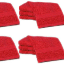 (Red, 8 Towels ) 1-12 Pack Premium 100% Egyptian Cotton Face Towels Flannels Wash Cloth With Hanging Loop