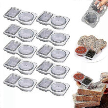 (10pcs) 10/15/20/50pcs Reusable Snack Containers with Lids, 2 Compartment Snack Containers, Sauce and Dip Containers for Picnic/Lunch to Work