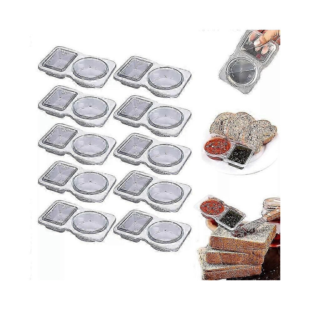 (10pcs) 10/15/20/50pcs Reusable Snack Containers with Lids, 2 Compartment Snack Containers, Sauce and Dip Containers for Picnic/Lunch to Work