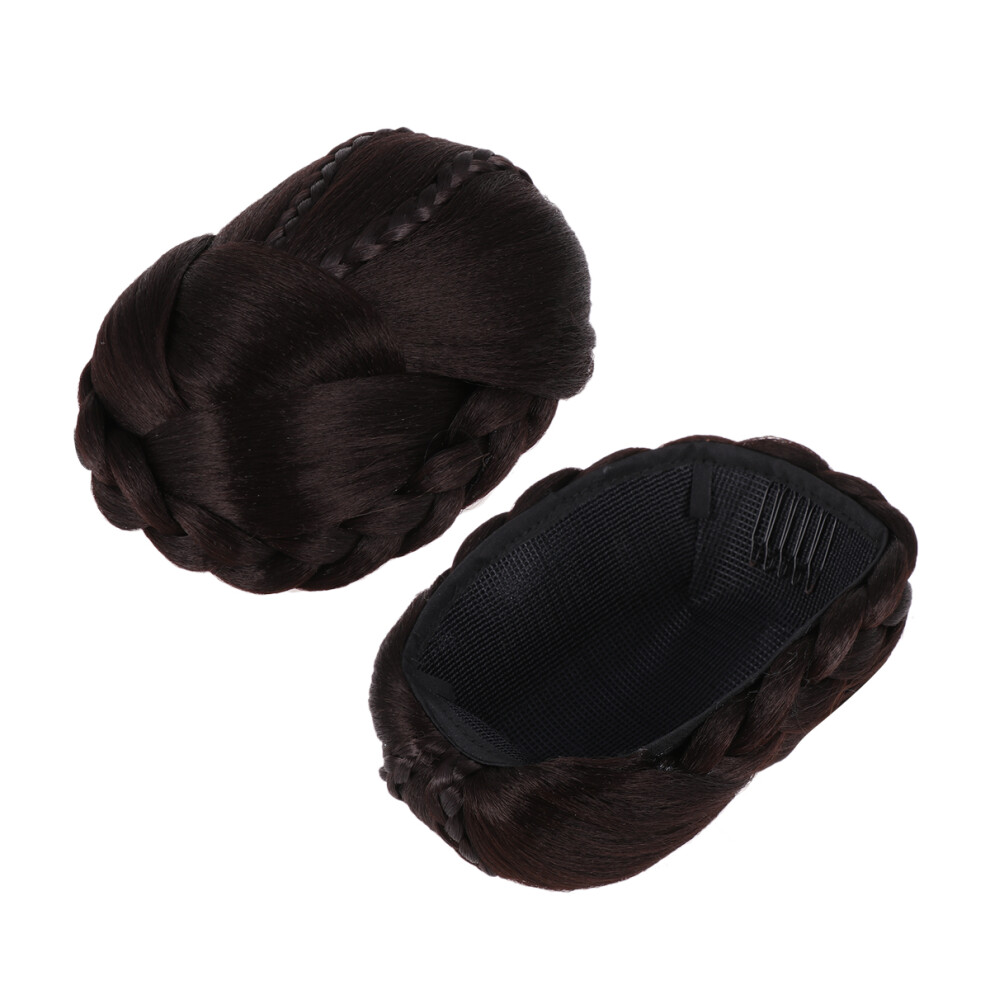 Aboofan Unisex Braided Chignon Wig Synthetic Bun Hairpiece For Women Girls Style 3