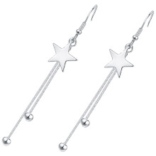 1Pair Silver Star Dangle Earrings for Women Copper Drop Tassel Jewelry