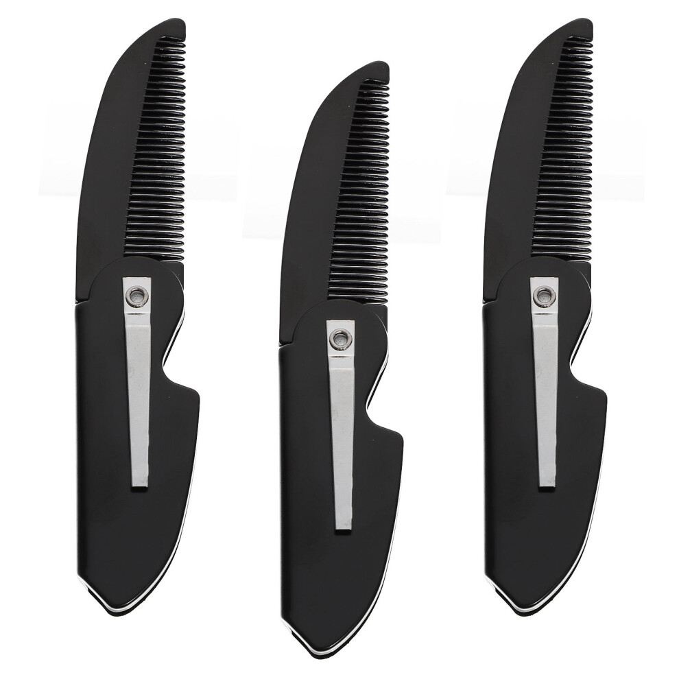 Aboofan Unisex Black 3Pcs Plastic Folding Beard Combs For Men