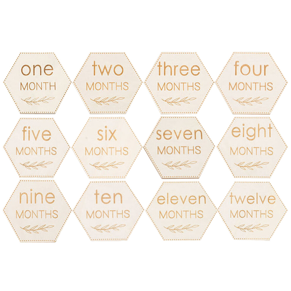 12Pcs Wooden Milestone Cards For Newborn Baby Photo Props Villcase
