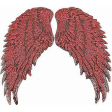 Alas de ángel con lentejuelas, parches termoadhesivos, apliques bordados para prendas (rojo), 1 par
