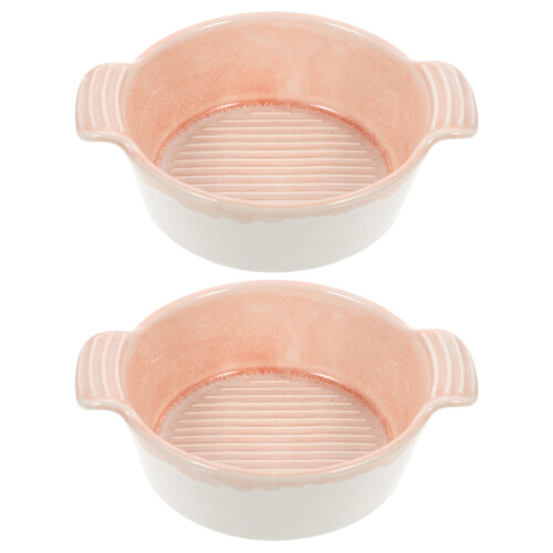 2pcs ceramic soup bowls with handles baking pans 2