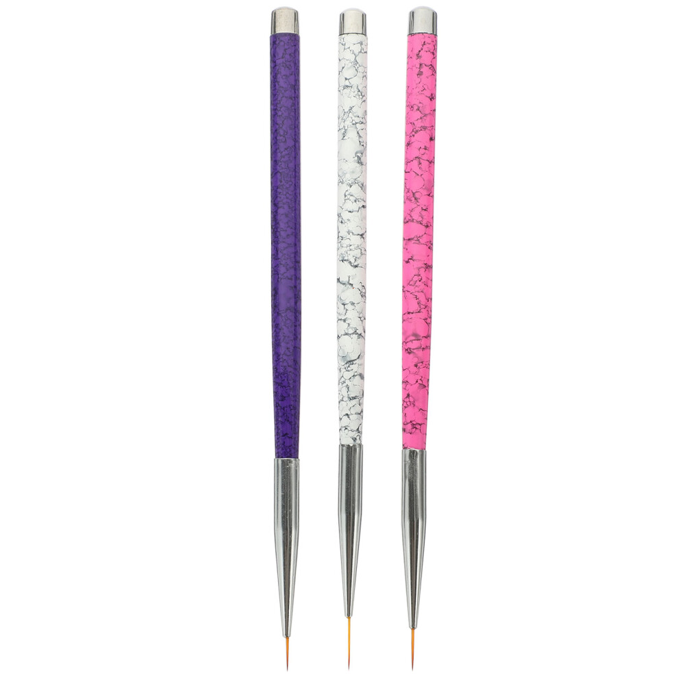 Vaguelly 3Pcs Nail Art Liner Brushes Fiber Tips Assorted Colors For Salon Use