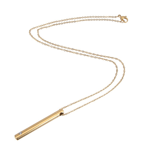 1Pc Golden Cylindrical Titanium Ash Keepsake Necklace Elegant Pendant