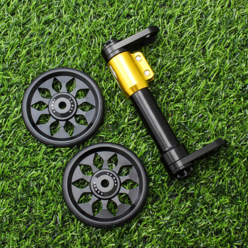 1Set Robuste Aluminium Stütze Für Klappfahrräder Mit Rollenrad 2