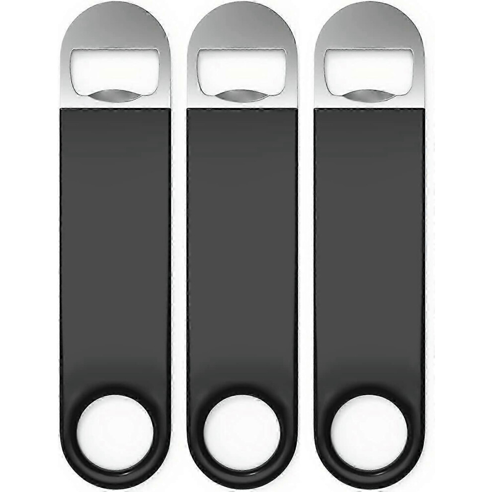 Bartender Bottle Openers, Bar Blade, Beer Bottle Openers, Set of 3. Professional Quality: Stainless Steel with Rubber Coating. 17.7 cm