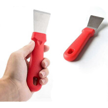 Cleaning Scraper, Cleaning Utensils for Ovens, Stoves, Induction Hobs, Stainless Steel Scraper, Plastic Multi-Kitchen, Red, 2 Pieces
