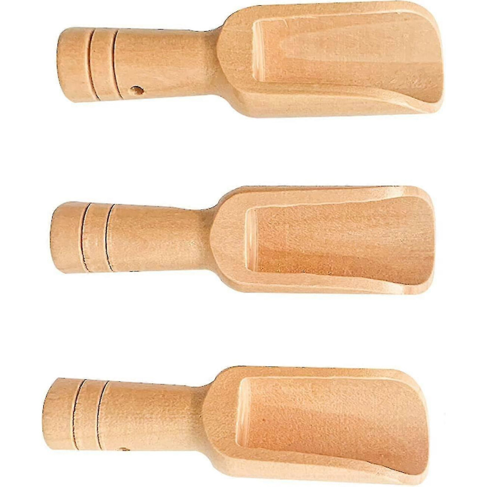 Mini Wooden Salt Spoons, Small Bath Salt Spoons, Natural Wooden Spoon for Candy, Honey, Spices, Sugar, Ice Cream and Tea (3 Pcs)