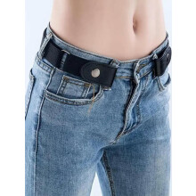 (Dark Gray, one-size) Minimalist Solid Color Buckle-Free Belt, Fashion Adjustable Belt for Jeans Trousers, Clothes Accessories