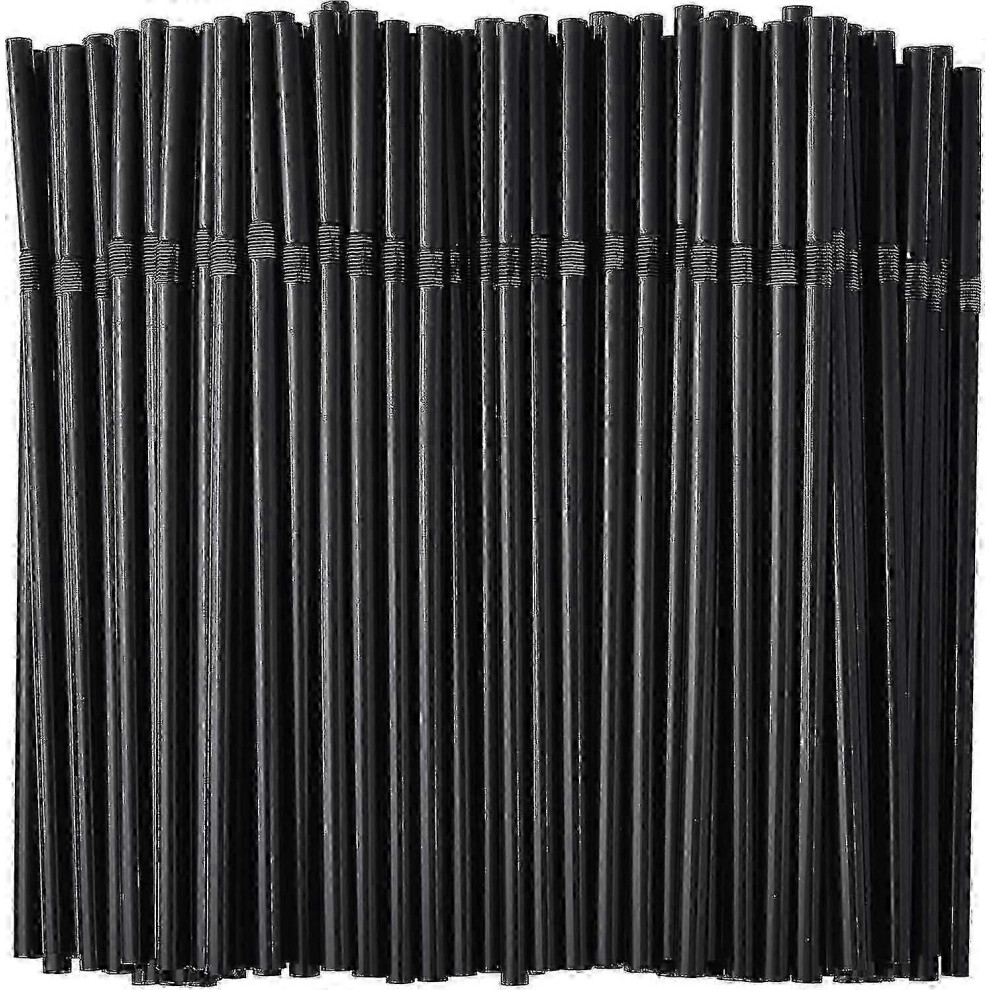 Plastic Disposable Flexible Straws, 6Mm, 100 Pieces. Black