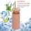 Glass water cup with bamboo lid and silicone straw 2