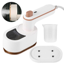 Bärbar handhållen klädångstrykjärn med brittisk standard på 40 W, beige
