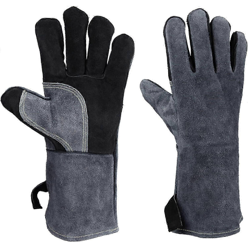 BBQ Gloves, Leather Protective Gloves, Oven Gloves, Perfect for Grilling, BBQ, Cooking, Baking, Fireside