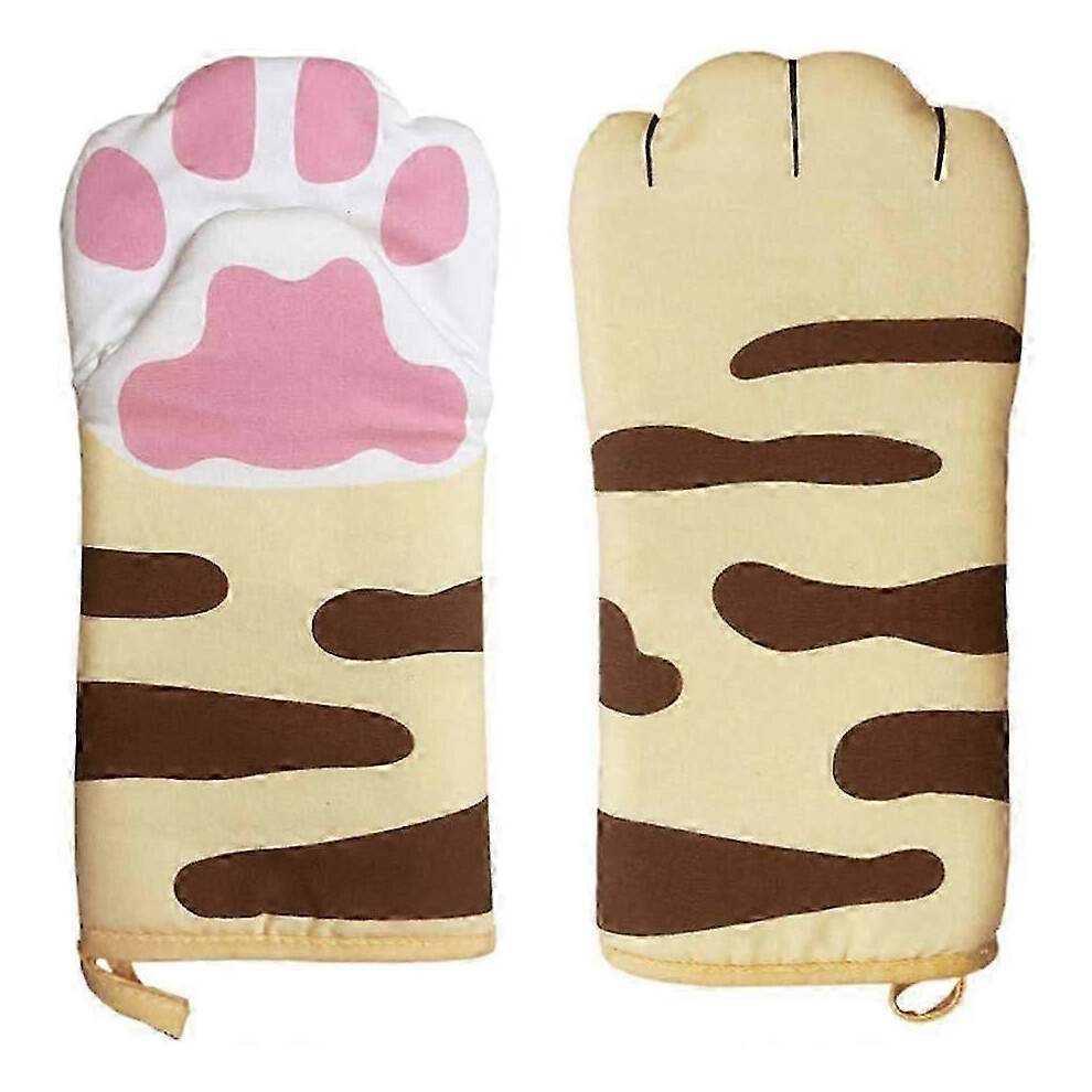 Pair Cat Heat Resistant Oven Mitts Claw Gloves