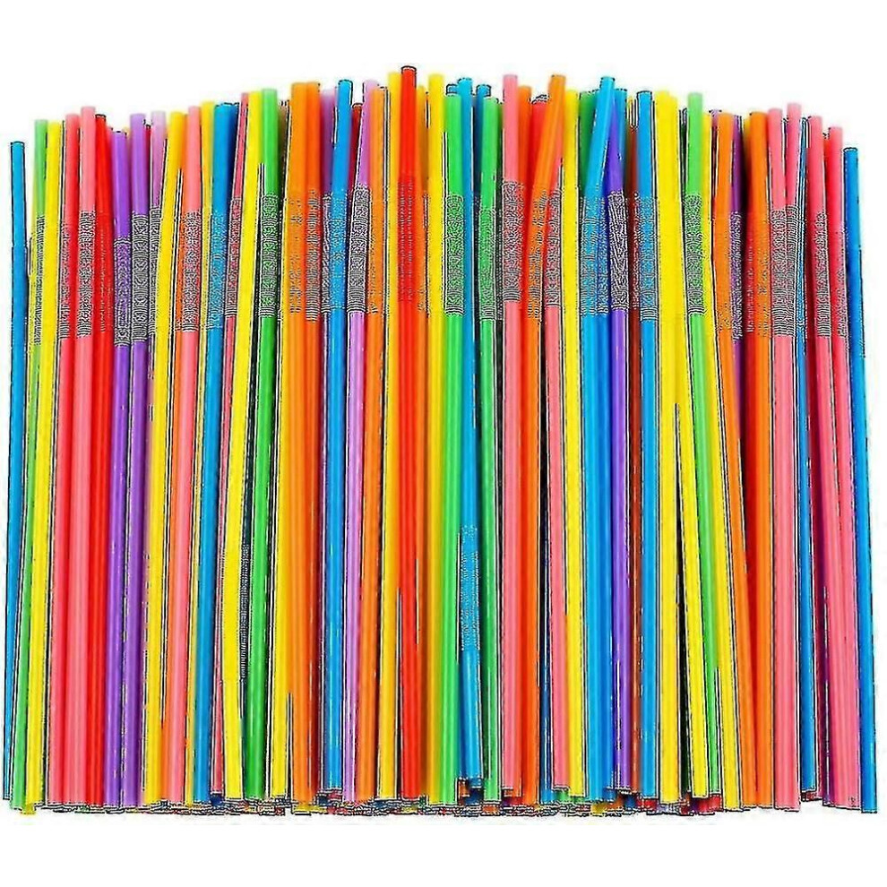（500pcs） 500pcs Colorful Flexible Plastic Straws, BPA-Free Disposable Straws