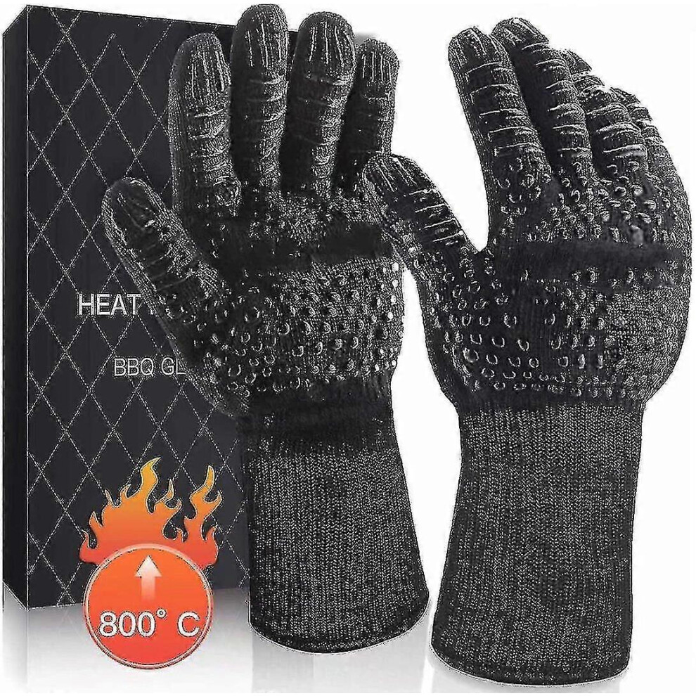 Grill Gloves, Oven Gloves, Leather Grill Gloves, Heat Resistant up to 800C, Universal Size Kitchen Gloves, Pastry Gloves for BBQ Cooking, Baking and