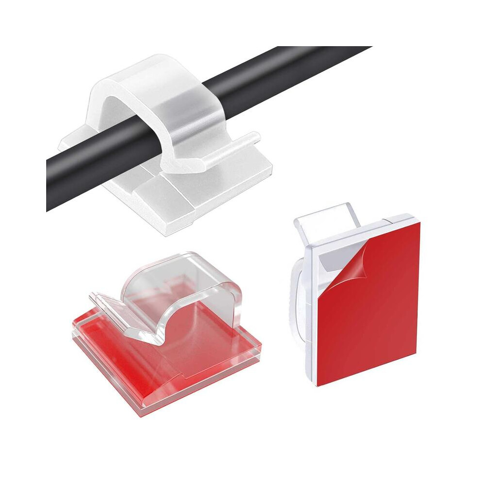 (Default) 100 Pcs Clear Self-Adhesive Cable Clips Â Sticky Wire Clips For Cable Management, Fairy Lights, Led Strip Lights, Wall Hook Clips For Desk 5071832413530