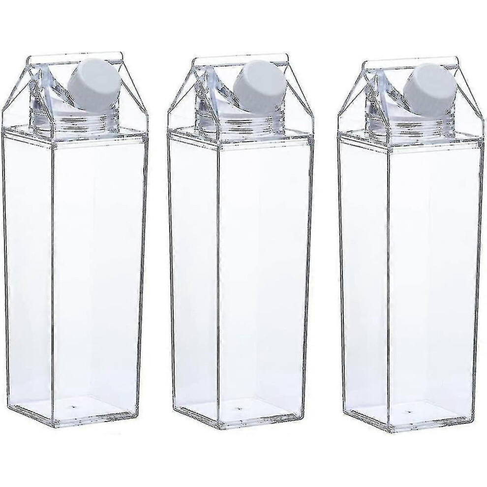 Pack Square Clear Milk Carton Water Bottles Leak Proof Plastic Cups A