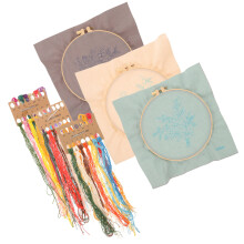 3 sets beginner embroidery kit with stitch practice and materials