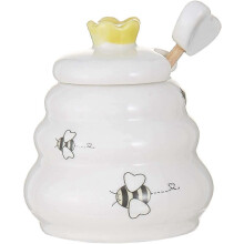 Honey Pot, Kids Honey Pot and Dipper, Ceramic Beehive Shaped Honey Pot, Gift for Friend