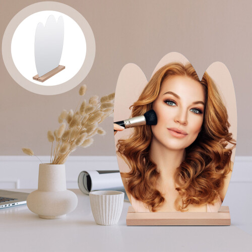 wooden base desktop acrylic makeup mirror for dorm 2