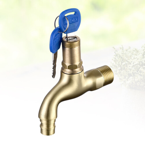 single handle copper faucet with lock key for kitchen bathroom outdoor 1