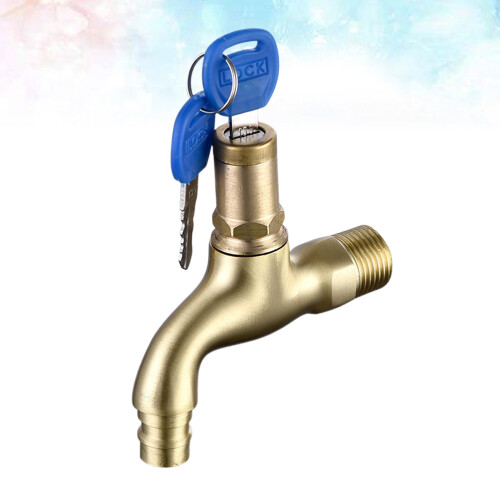 single handle copper faucet with lock key for kitchen bathroom outdoor 2