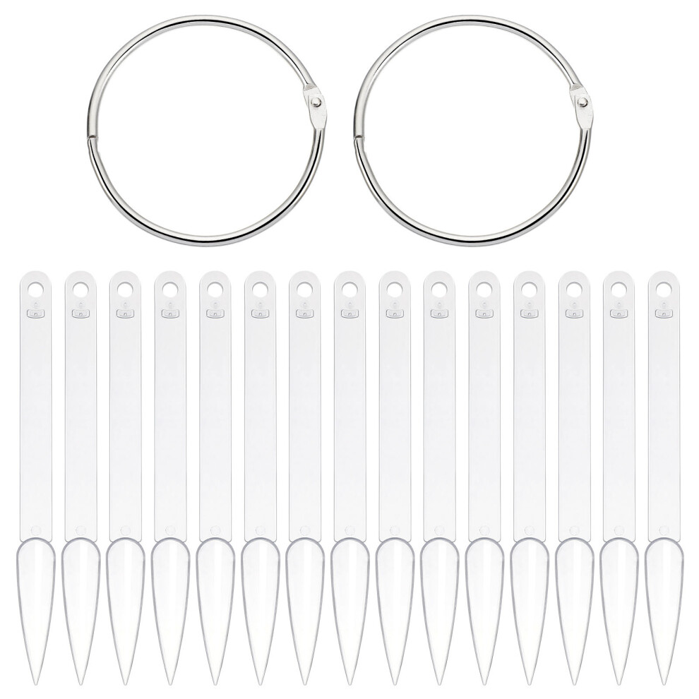 Vaguelly 100Pcs Fan-Shaped False Nail Sticks With Ring Holder For Nail Art