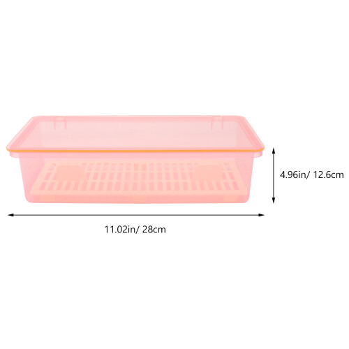 1Pc Plastic Flatware Storage Box with Lid Pink Chopstick Organizer 1