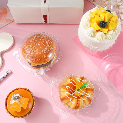 50pcs clear cupcake boxes, small muffin containers for baking, storage 2
