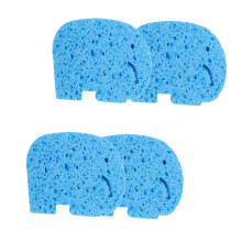 4pcs baby bath sponge set with cartoon brush, blue
