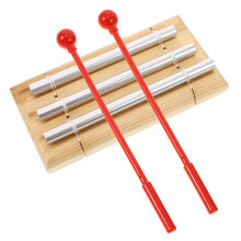 three tone hand chimes with mallet light brown for yoga