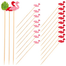200 stuks flamingo bladvorm cocktailprikkers, eetbare dessertprikkers
