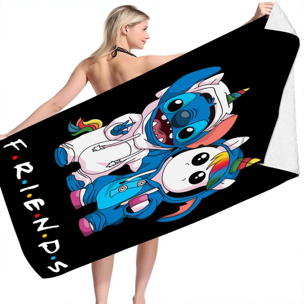 (Stitch 1, 70*150cm) Microfiber bath towel double-sided velvet printed beach towel cartoon Stitch-image-OPC-PKRPDKG-NEW