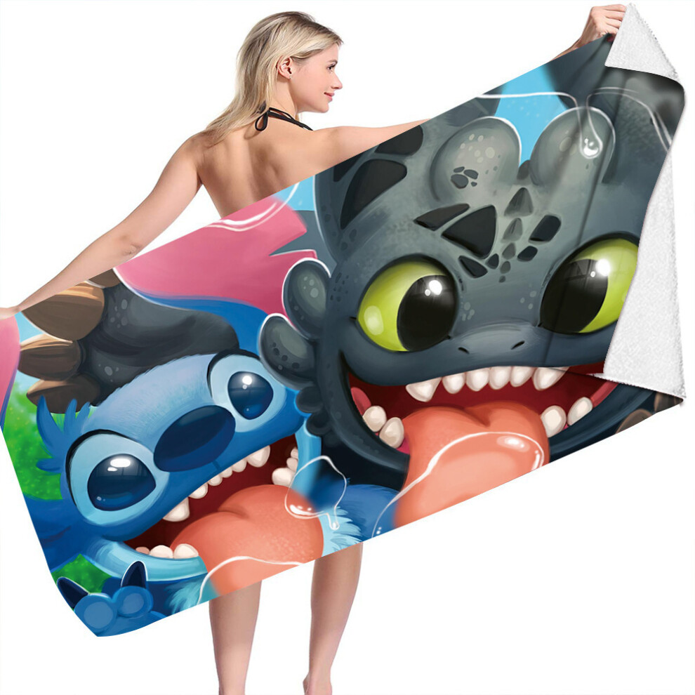(Stitch 3, 60*120cm) Microfiber bath towel double-sided velvet printed beach towel cartoon Stitch-image-OPC-PKRPDKT-NEW