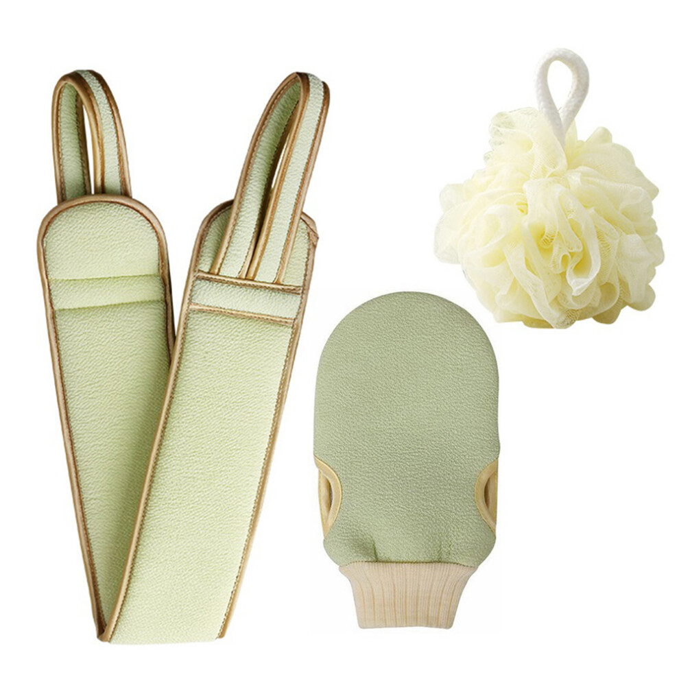 bath rub back towel set with flower ball and pulling strip light green-image-OPC-PKRPKPP-NEW