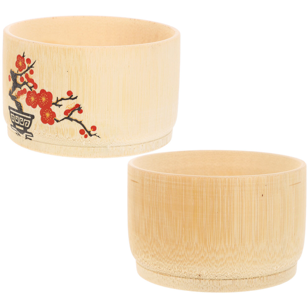 2Pcs Bamboo Food Bowls For Soup, Noodles, Salad Serving Iplusmile