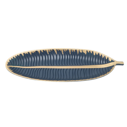 1Stk Vielseitiges Schmuck- Dekotablett Blattform Dunkelblau
