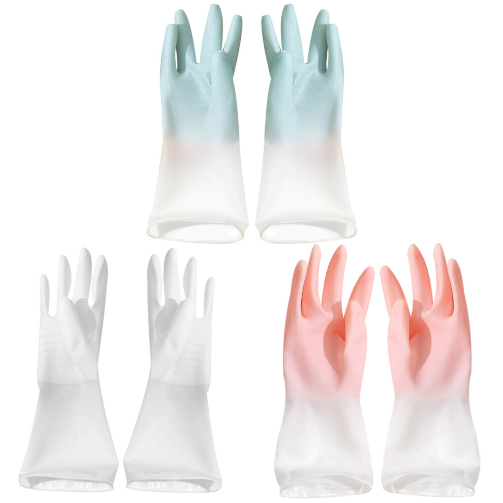 1 set 3 pairs rubber cleaning gloves for laundry and dishwashing-image-OPC-PKRPRDW-NEW