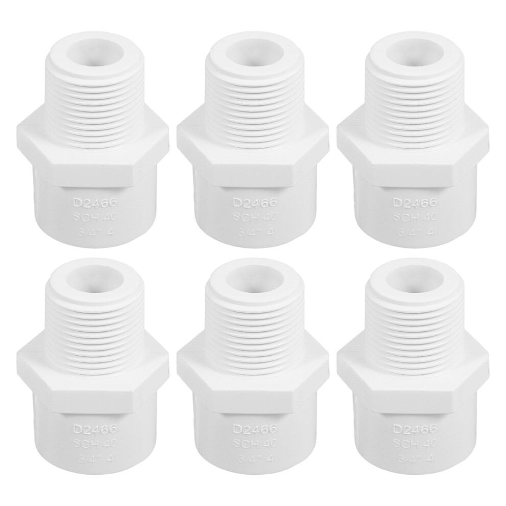 6Pcs White Pvc Npt Male Adapter Coupling For Plumbing 26.7Mm 3301584192646