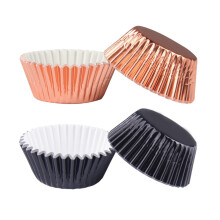 200 pc 2 pack thick aluminum foil muffin cup liners rose gold black