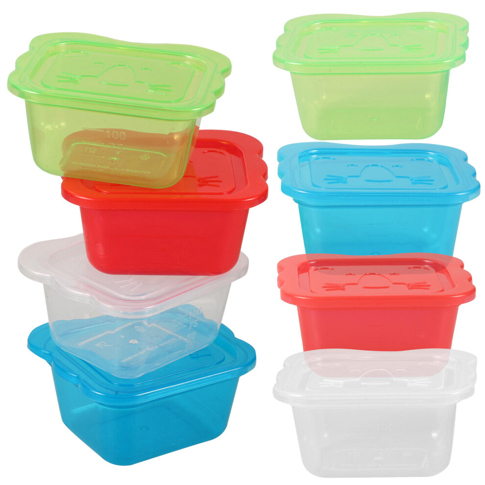 8Pcs Baby Food Containers With Lids, Cartoon Storage For Freshness Vaguelly
